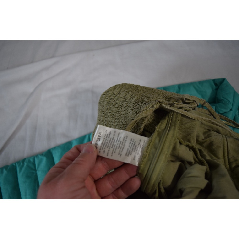 Free People Kingston Jumpsuit Small Olive Green Smocked Cutout Cotton Harem - Picture 4 of 5